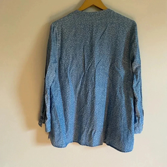 Soft Surroundings Chambray Leopard Print Top - Picture 11 of 15